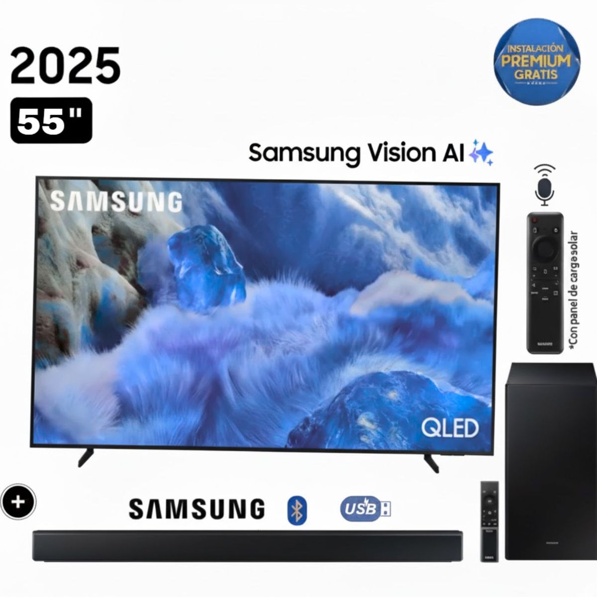 SAMSUNG - Televisor Samsung 55" QLED Q8F QN55Q8FAAGXPE  Vision Ai Smart Tv + Soundbar HW B450F