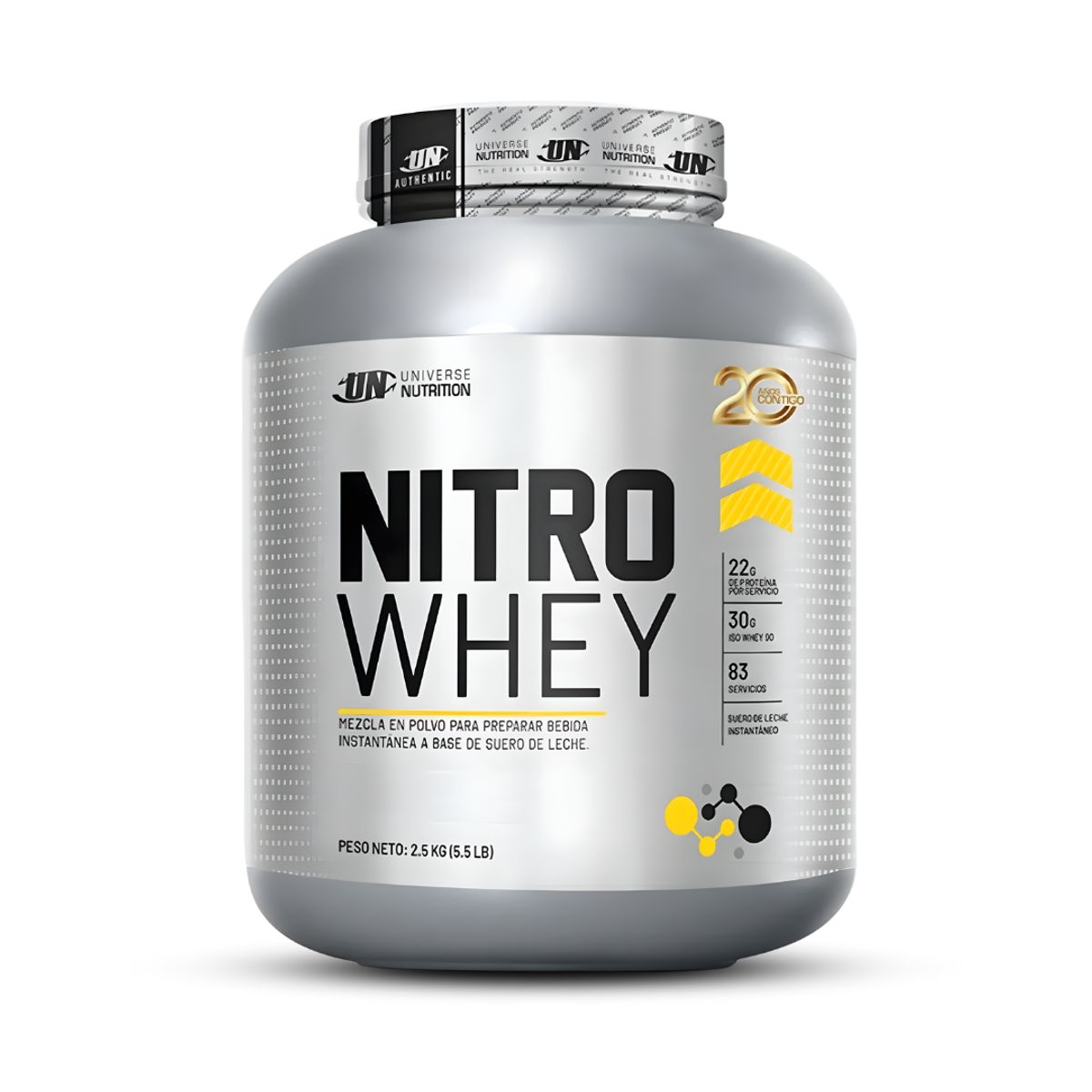 UNIVERSE NUTRITION - Nitro whey 2.5 Kg / 5.5 LB Proteina Whey Universe Nutrition - Vainilla + Straps + shaker