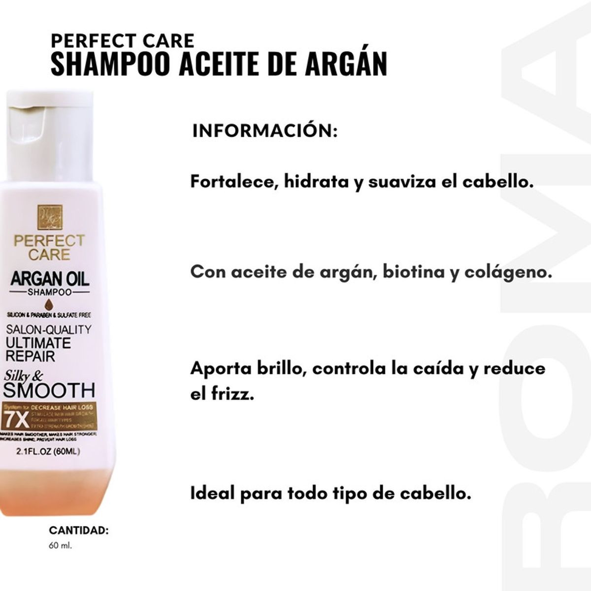 GENERICO - SHAMPOO ACEITE DE ARGÁN 60ML PERFECT CARE