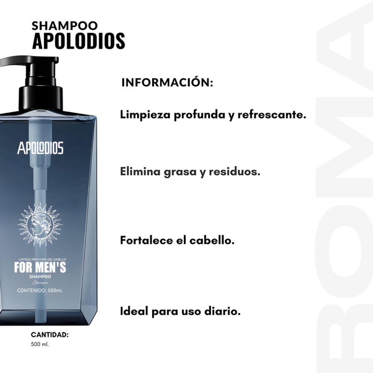 GENERICO - PACK 2 SHAMPOO FOR MEN 500ML APOLODIOS