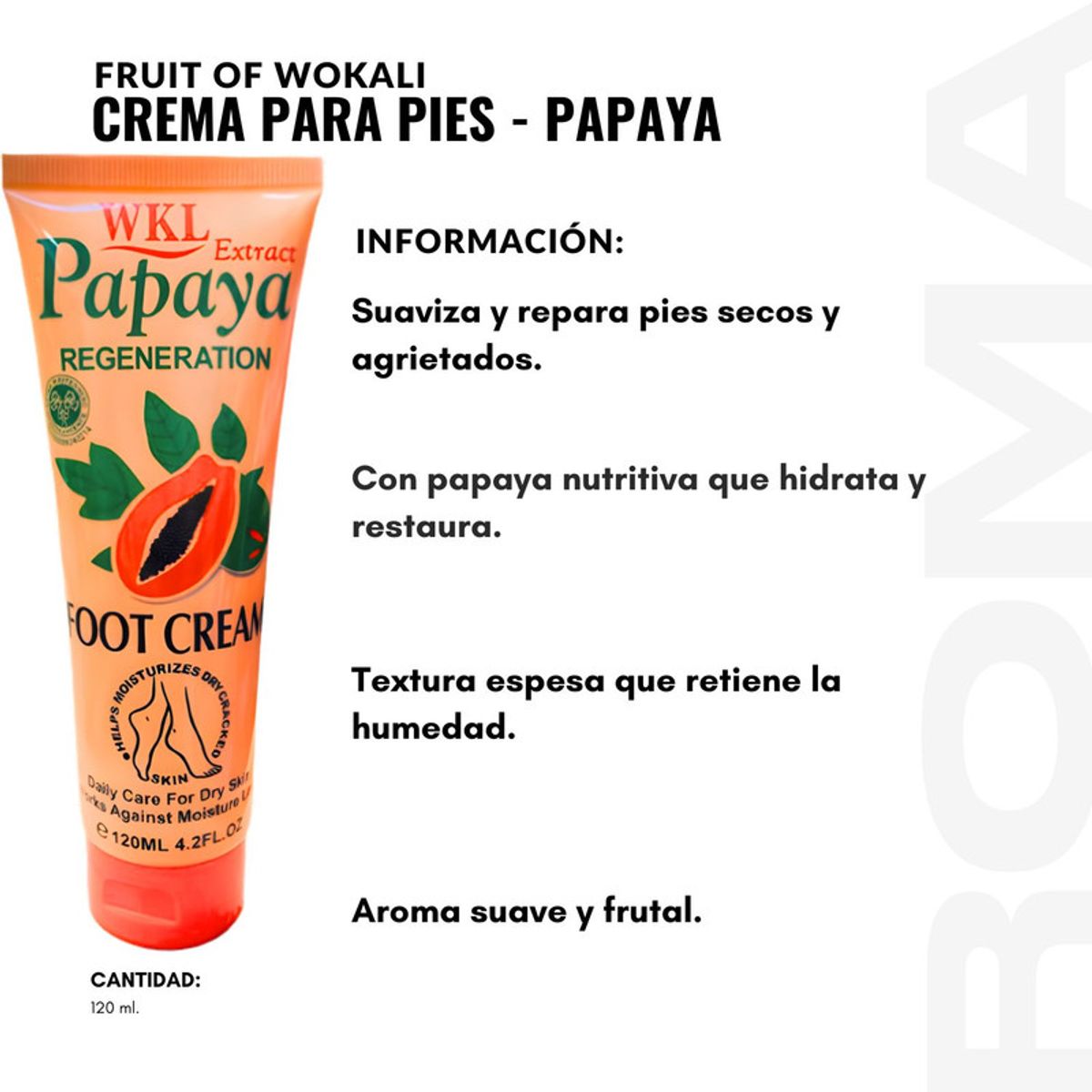 WOKALI - PACK 3 CREMA PARA PIES PAPAYA 120ML WOKALI