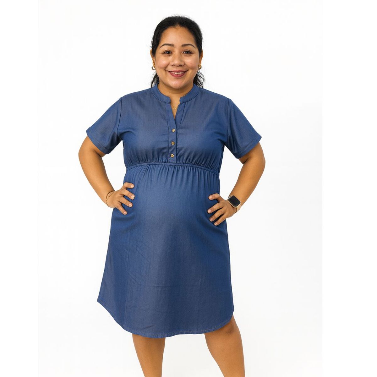 GENERICO - Vestido De Tela Tipo Jeans de maternidad