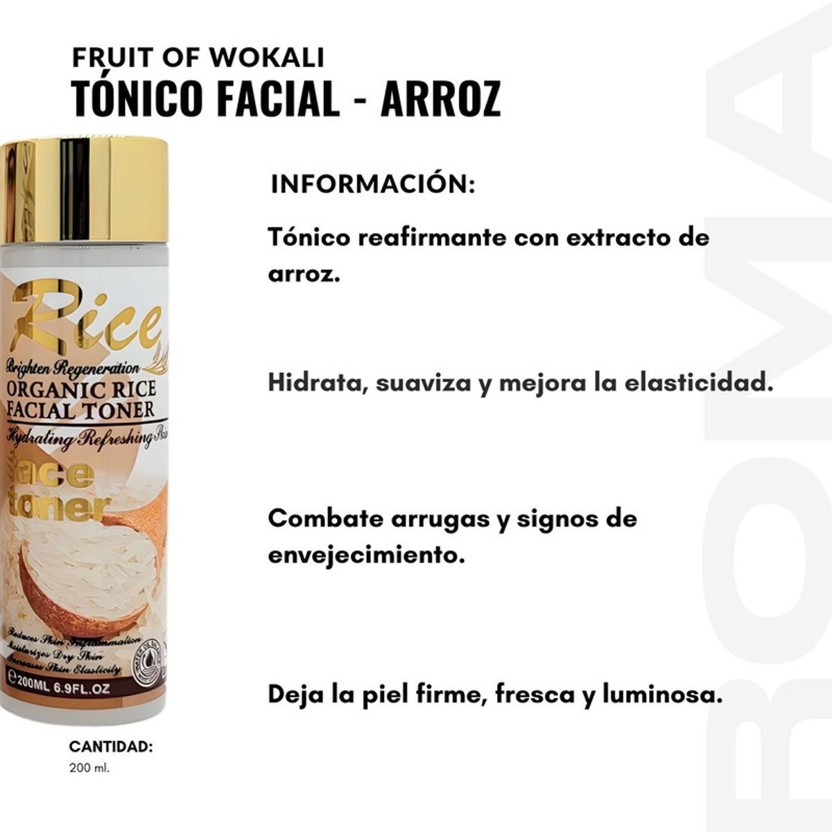 WOKALI - TÓNICO FACIAL EN GEL ARROZ 200ML WOKALI