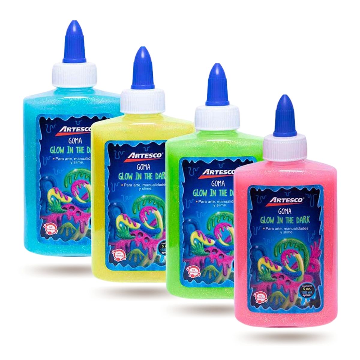 ARTESCO - Pack Para Hacer Slime Glow In The Dark 5 Piezas