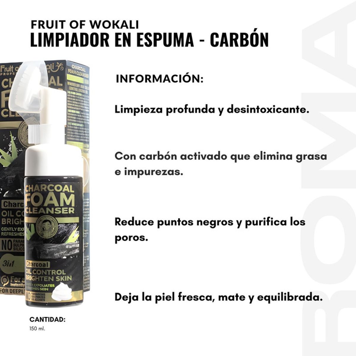 WOKALI - PACK 2 LIMPIADOR EN ESPUMA CARBÓN 150ML WOKALI