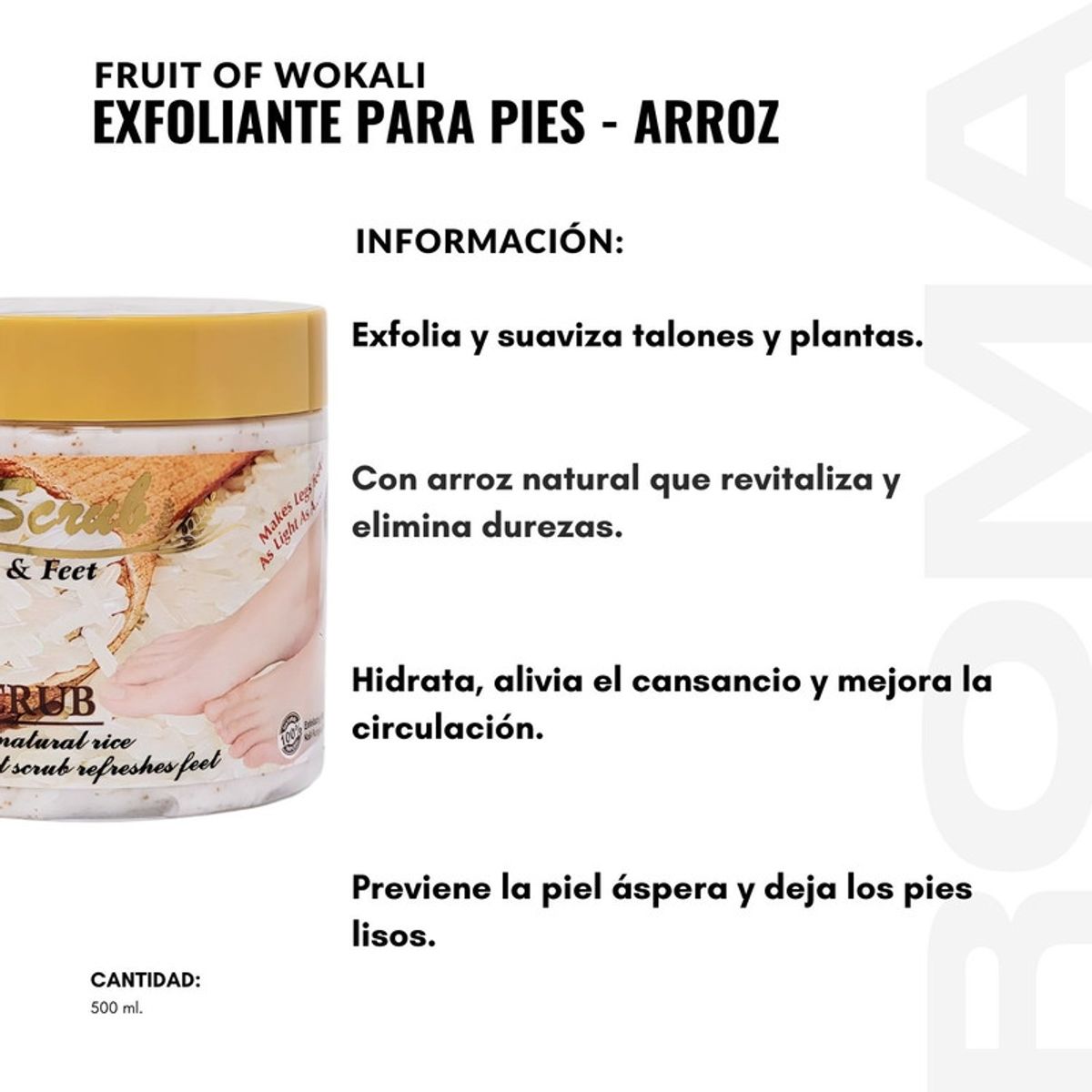 WOKALI - PACK 2 EXFOLIANTE PARA PIES ARROZ 500ML WOKALI