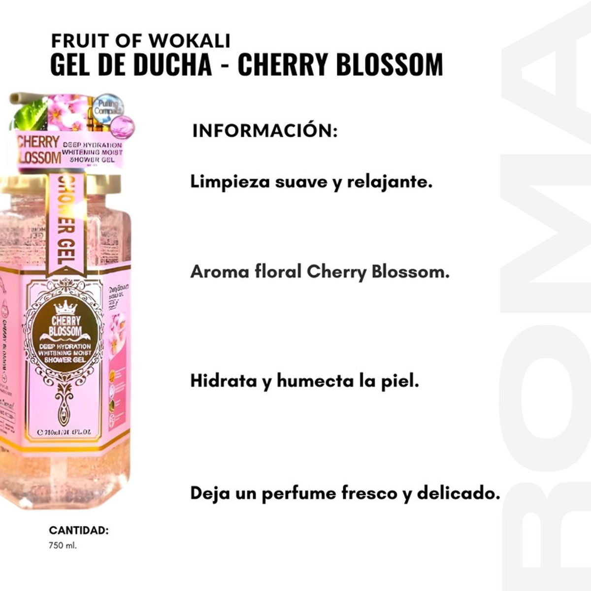 WOKALI - GEL DE DUCHA CHERRY BLOSSOM 750ML WOKALI