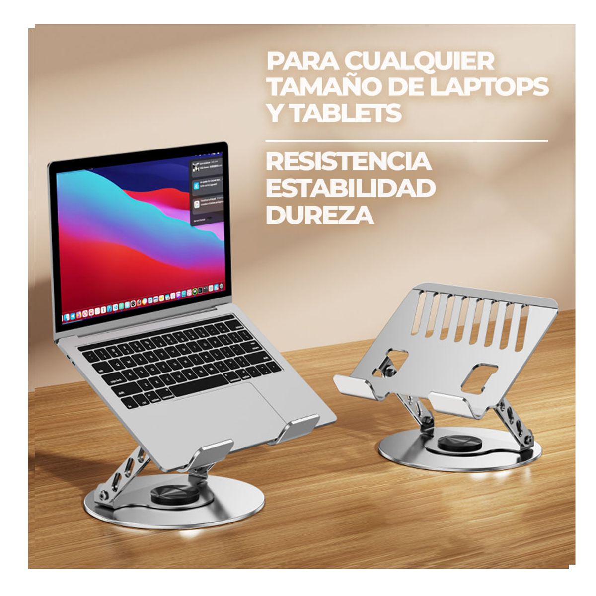 GENERICO - Soporte para Laptop Ajustable Giratorio 360 Compatible MacBook Notebook Tablet