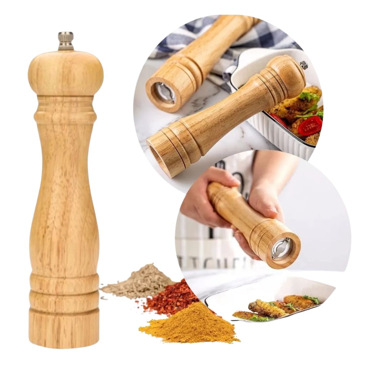 INSPIRA MARKET - Moledor Pimienta y Sal Madera