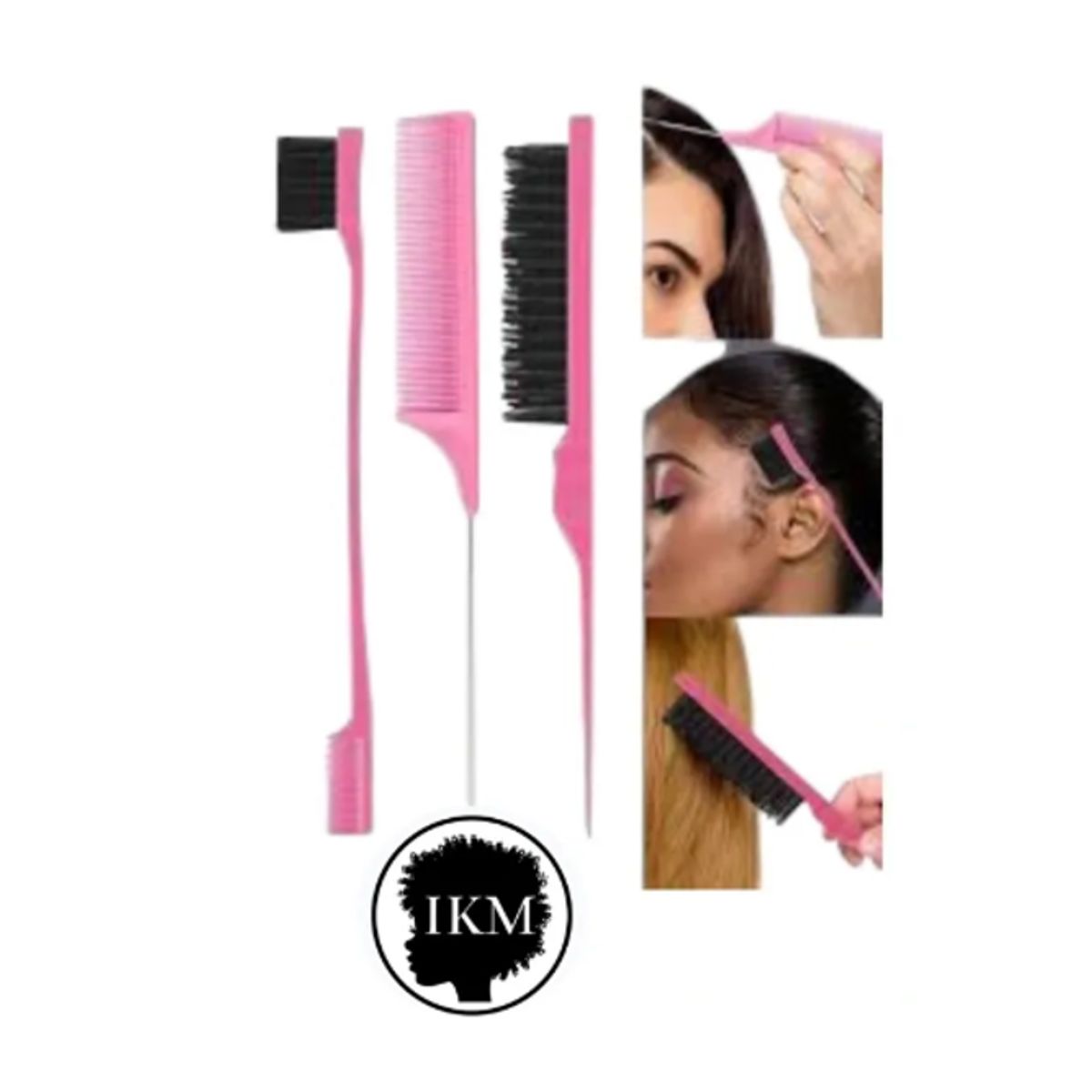 GENERICO - KIT PEINE CEPILLO PARA CABELLO -CLEAN LOOK ROSA