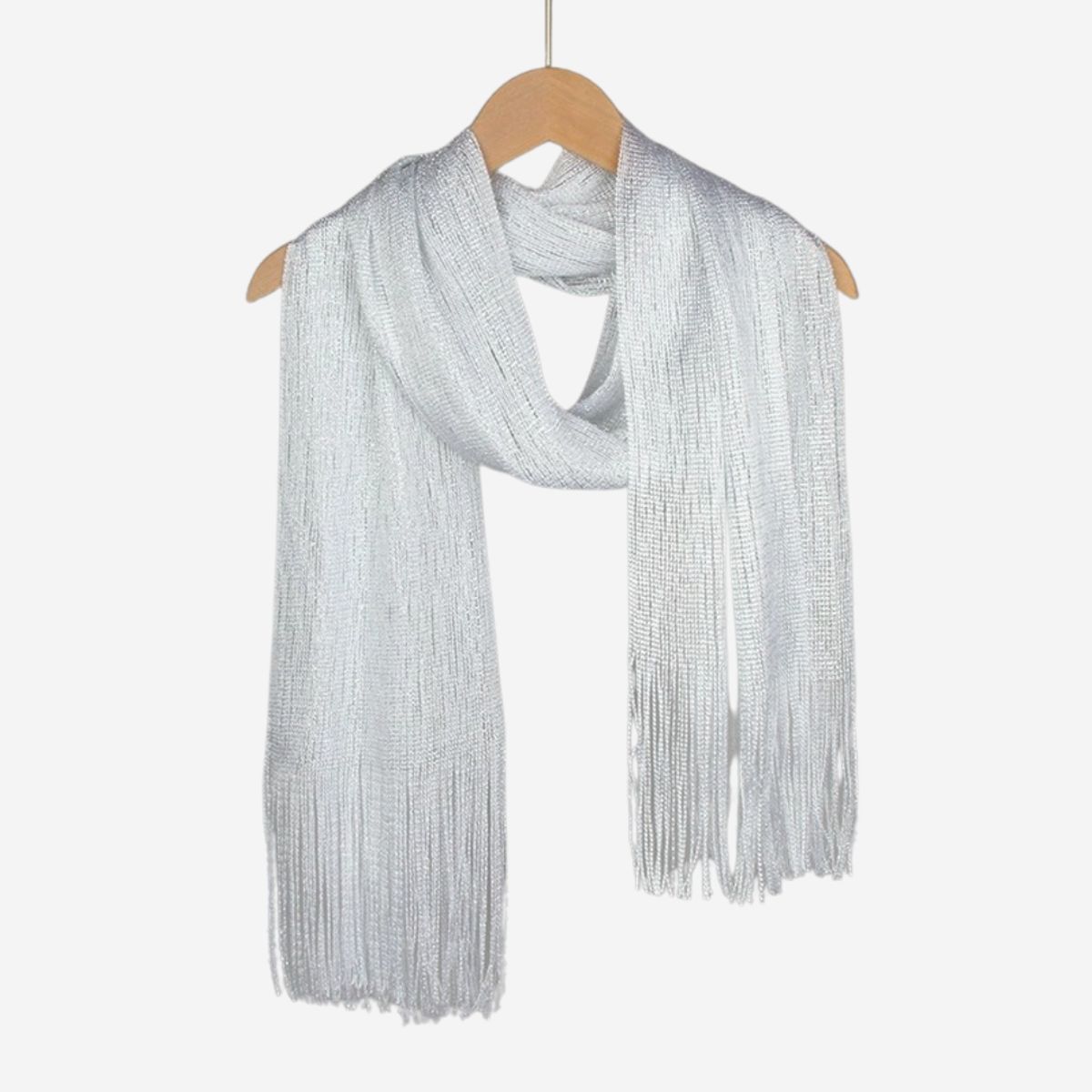 KAST PE - Chal Bufanda Alisa Clásica Blanco con Flecos de Hilo para fiesta