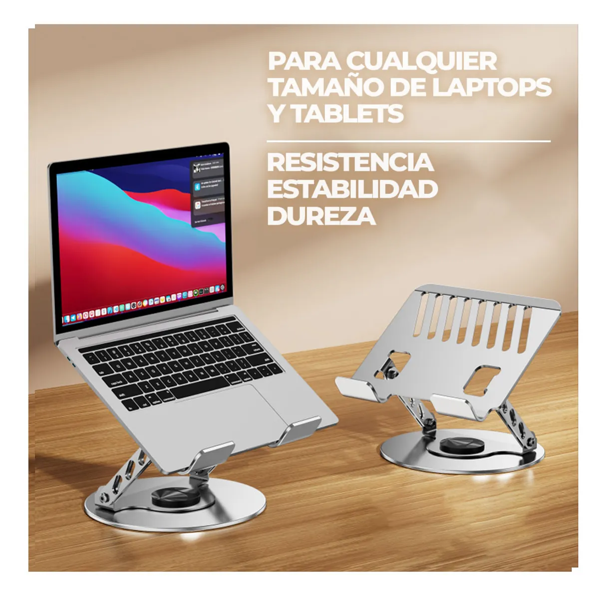 GENERICO - Base Ergonómica para Laptop de Aluminio Giratoria 360 para Oficina y Home Office
