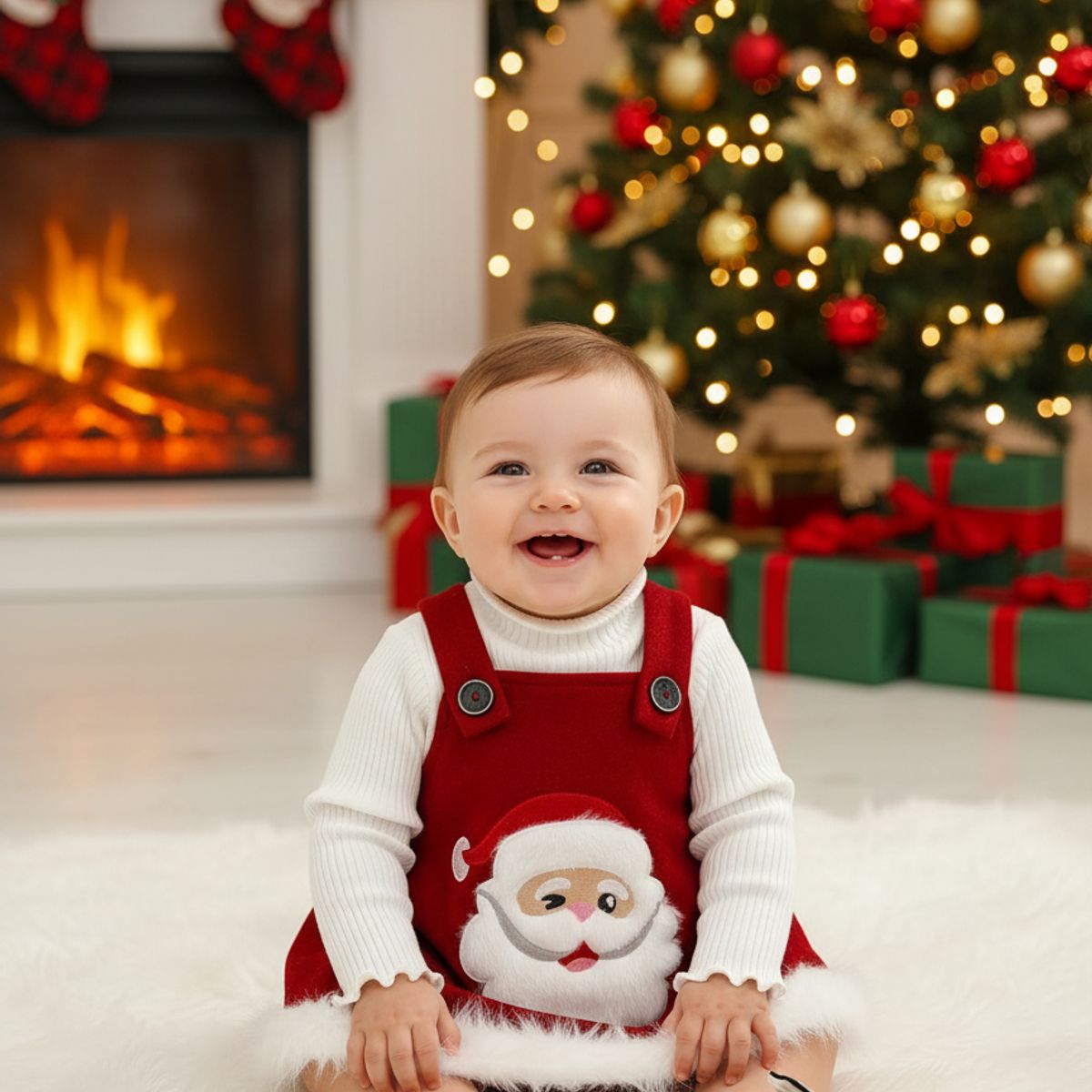 GENERICO - VESTIDO PARA NIÑA BEBE DE NAVIDAD +BODDY