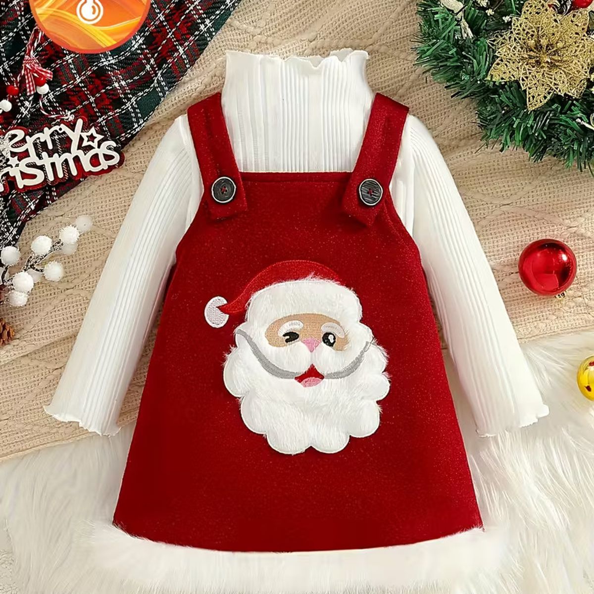 GENERICO - VESTIDO PARA NIÑA BEBE DE NAVIDAD +BODDY