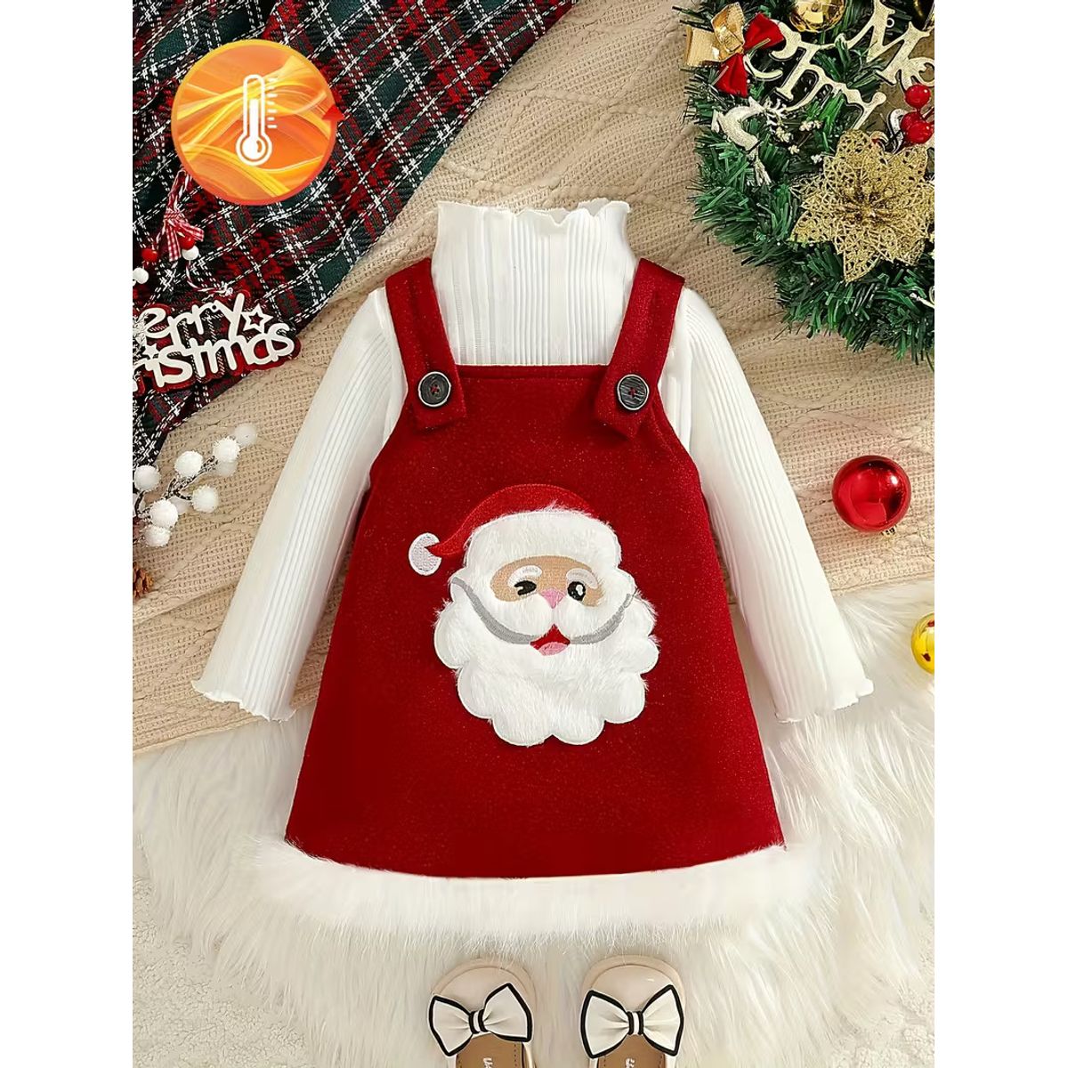 GENERICO - VESTIDO PARA NIÑA BEBE DE NAVIDAD +BODDY