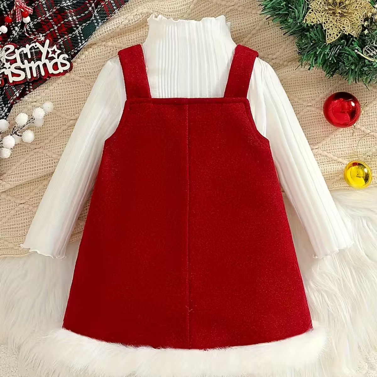 GENERICO - VESTIDO PARA NIÑA BEBE DE NAVIDAD +BODDY