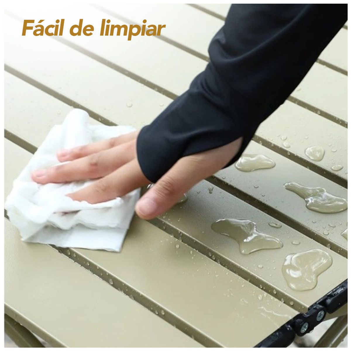 KELLER - Mesa Plegable Camping con Funda Transportadora Beige M64