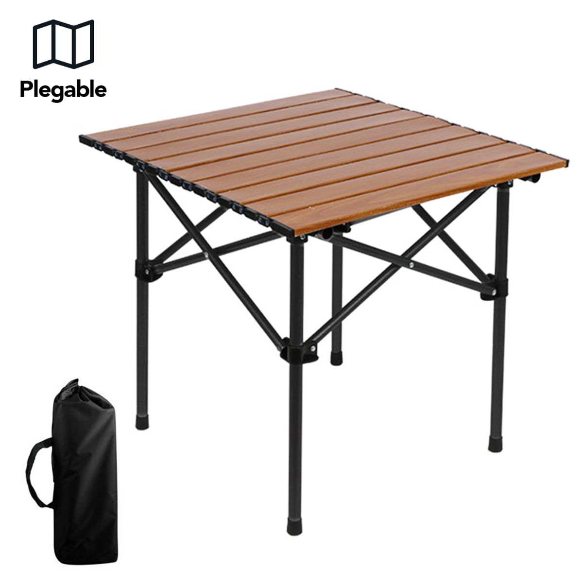 KELLER - Mesa Plegable Camping con Funda Transportadora Marrón M64