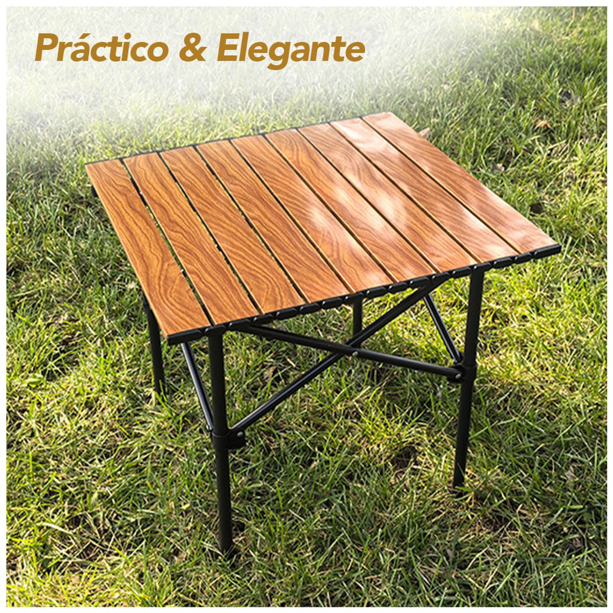 KELLER - Mesa Plegable Camping con Funda Transportadora Marrón M64