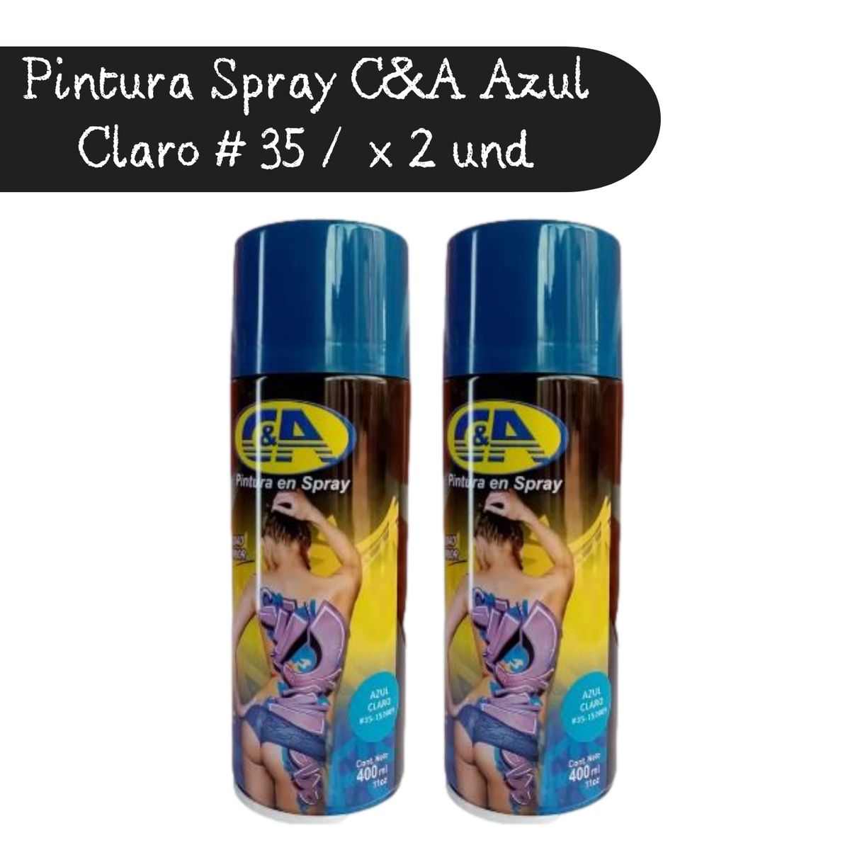GENERICO - Pintura Spray C&A Azul Claro # 35 - 400 ml x2 UND