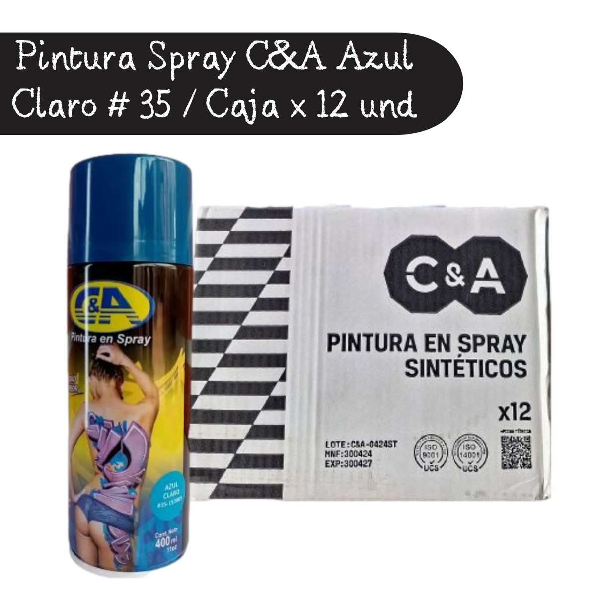 GENERICO - Pintura Spray C&A Azul Claro # 35 - 400 ml Caja x12 UND