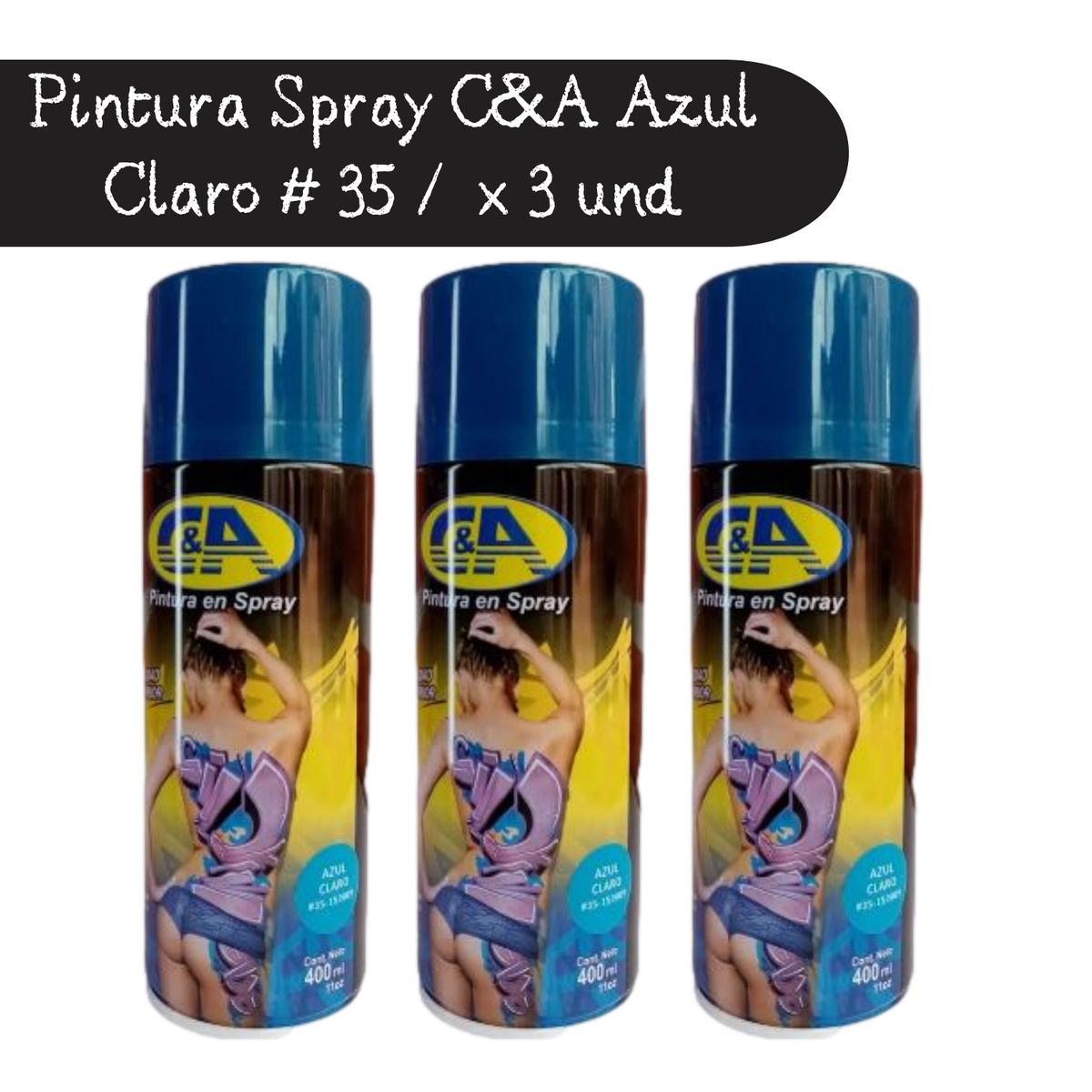 GENERICO - Pintura Spray C&A Rojo Fuego # 73 - 400 ml x3 UND