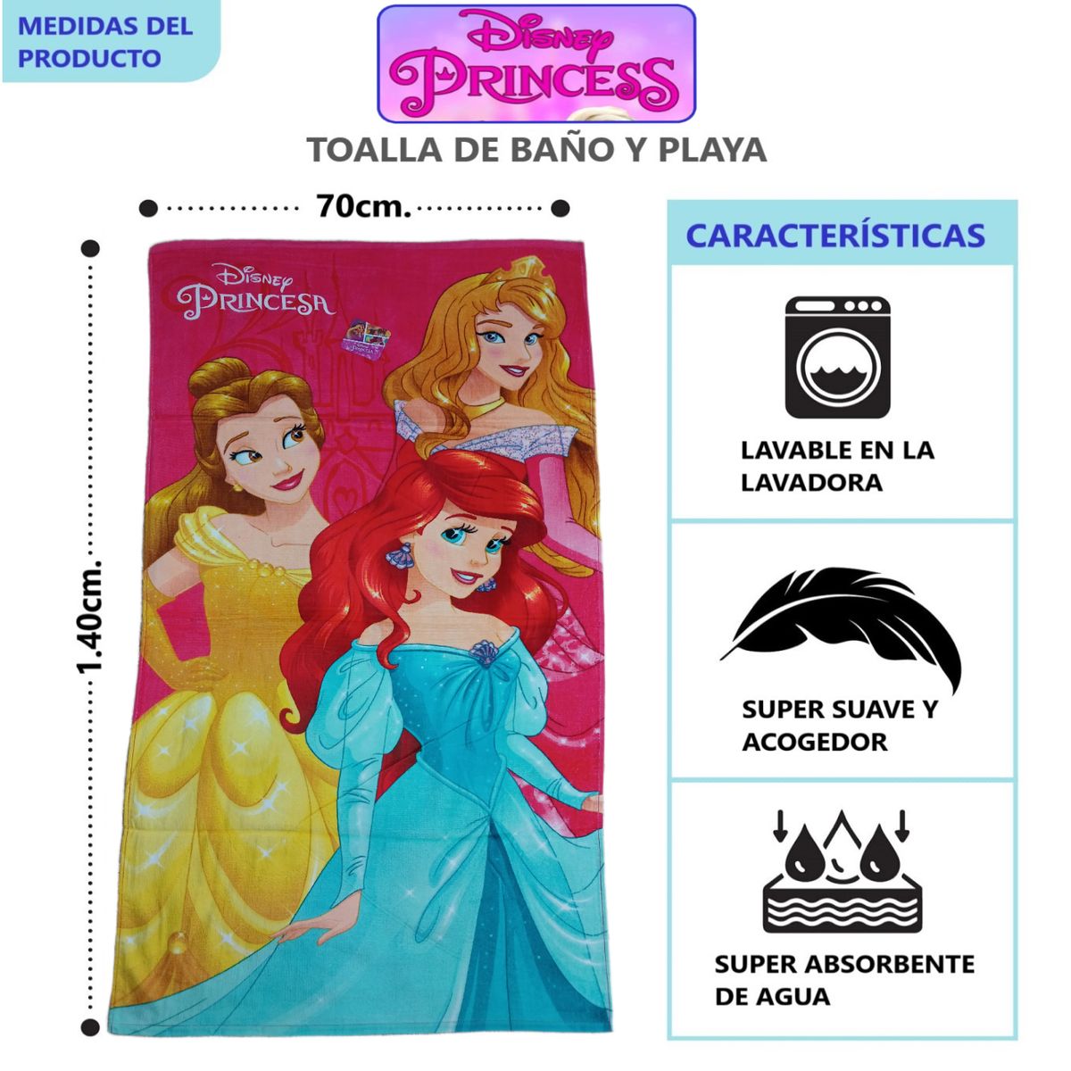 GENERICO - TOALLA DE PLAYA O BAÑO 100% ALGODÓN