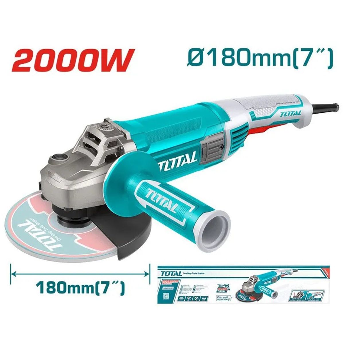 TOTAL TOOLS - AMOLADORA ANGULAR 7 2000W 180MM M14 INDUSTRIAL TG12018026 TOTAL