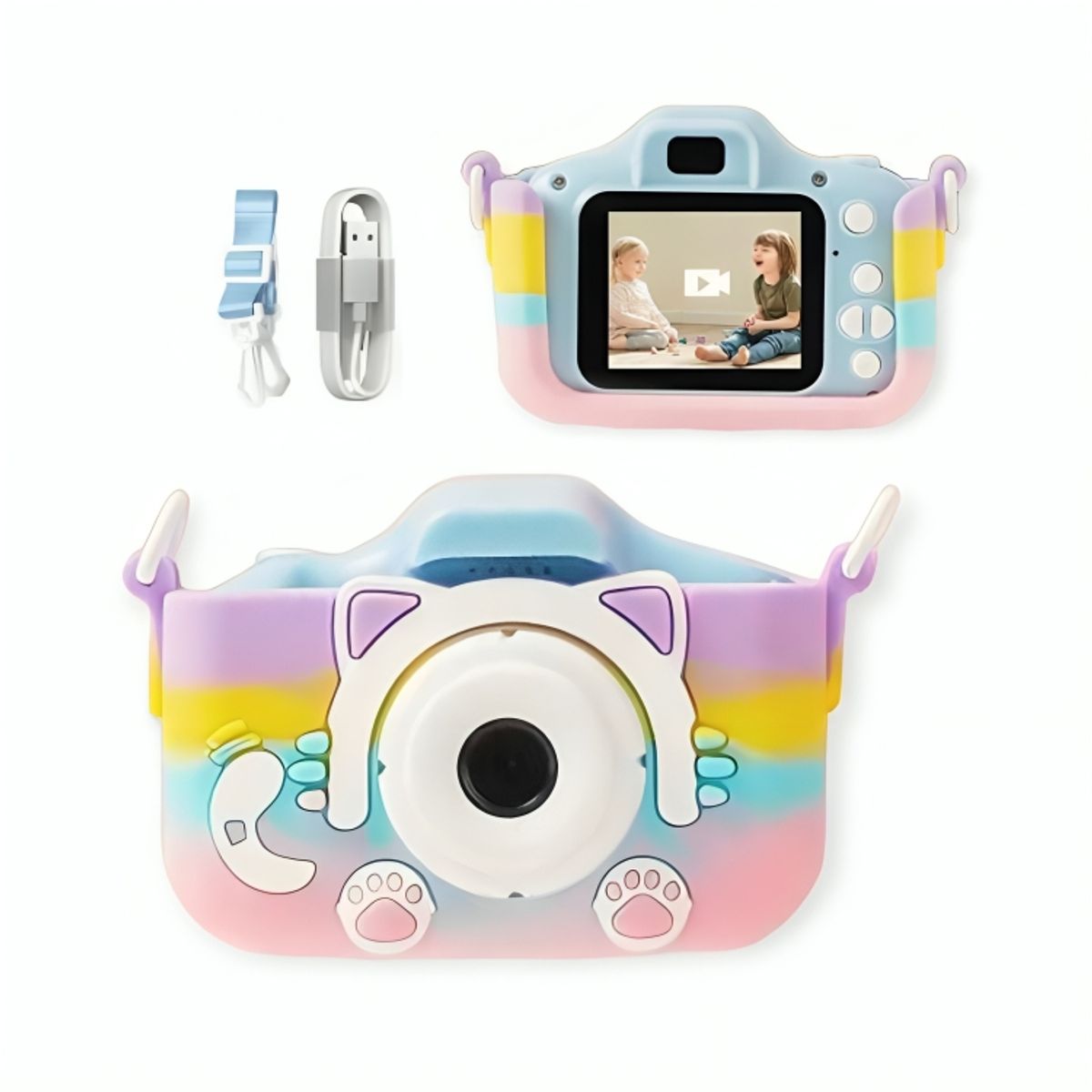 GENERICO - Mini Cámara Digital Recargable con Protector Gatito para Niños