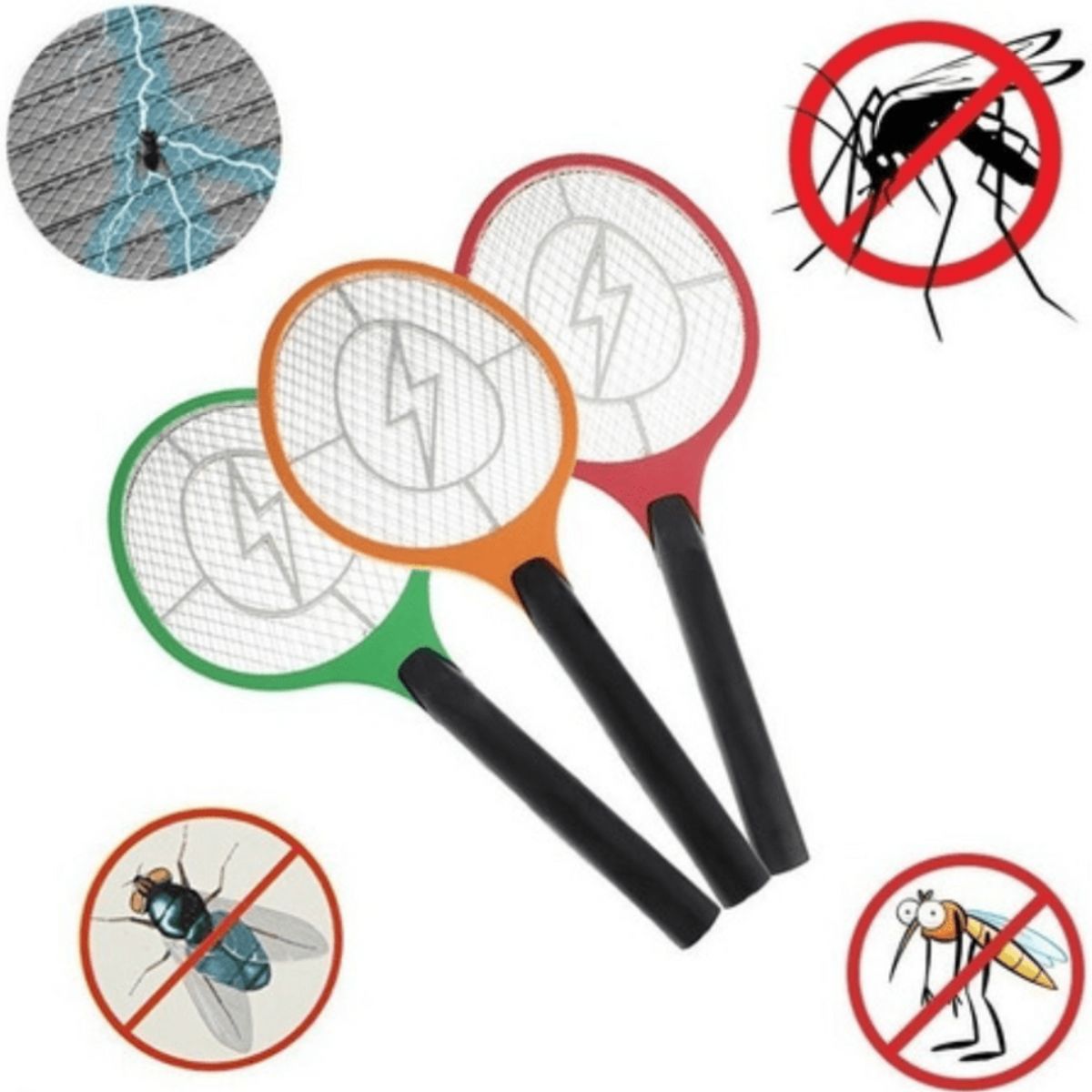 OEM - Raqueta Eléctrica Mata Zancudos y Moscas e Insectos - Color y Modelo Aleatorio