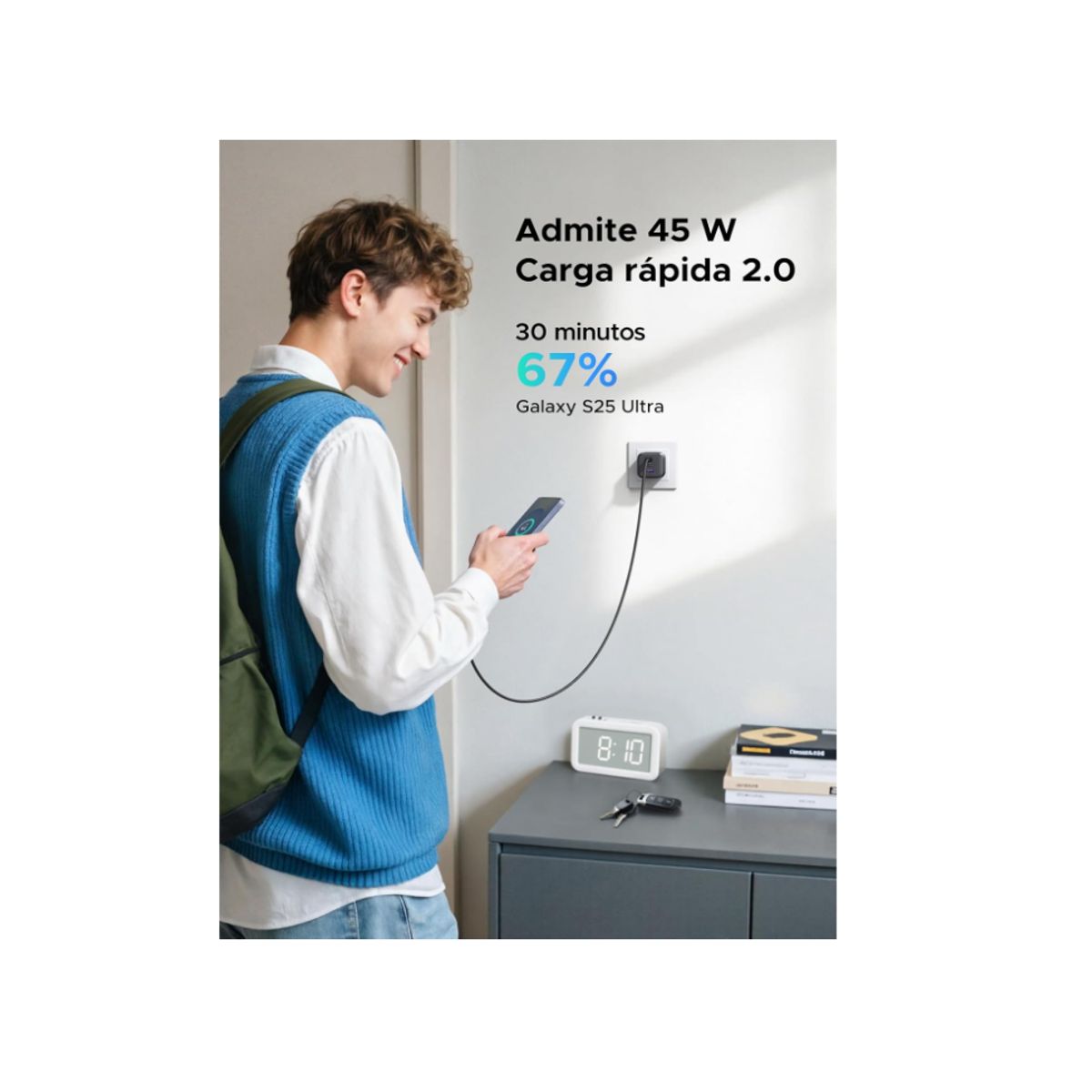 UGREEN - Cargador Ugreen 45W Carga Rapida Usb-C X524 65155B