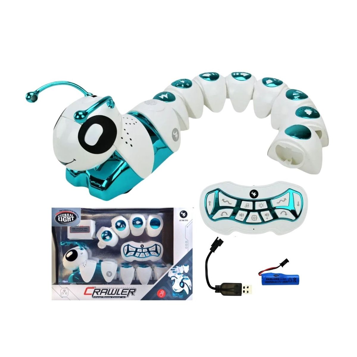 GENERICO - Juguete Educativo Oruga Robot Interactivo Turquesa con Sensor Luces y Control