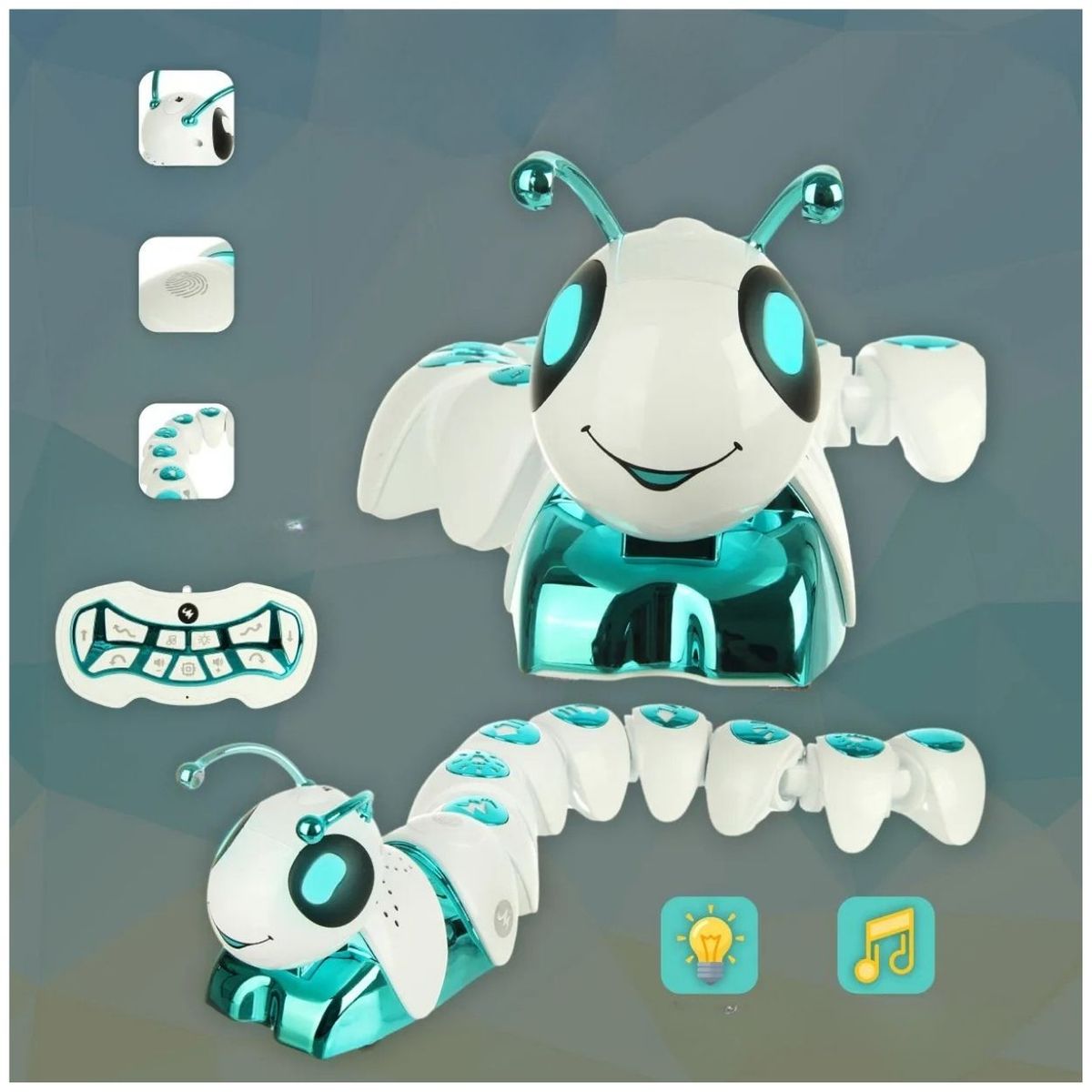 GENERICO - Juguete Educativo Oruga Robot Interactivo Turquesa con Sensor Luces y Control