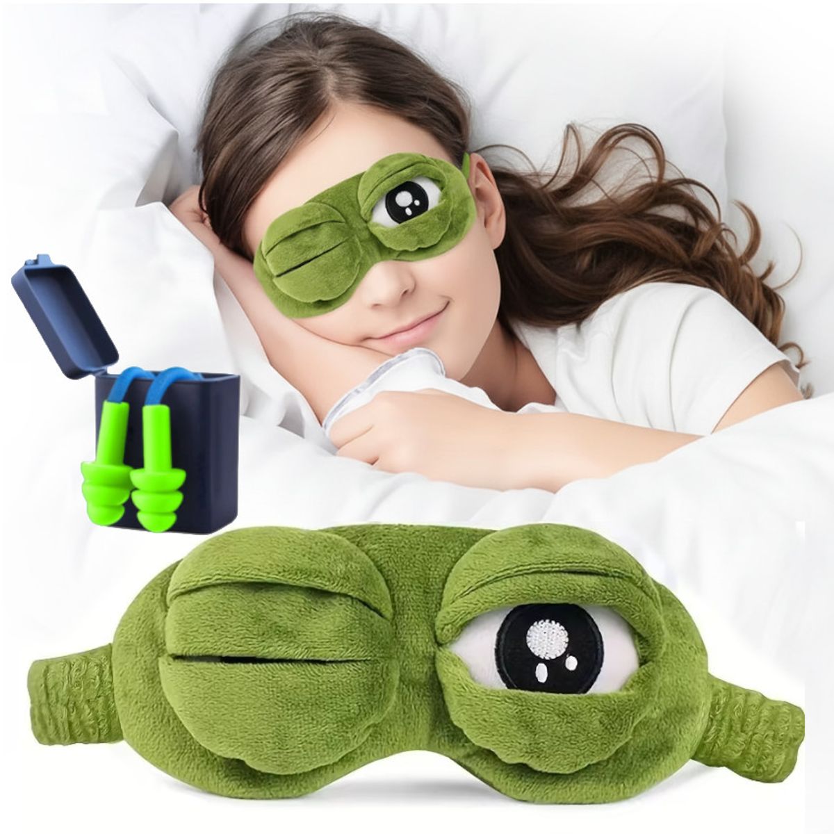 GENERICO - Antifaz Para Dormir Lente 3d Mascara Ojos Ajustable Aisla Luz Noche Sueño + Tapones Dormir