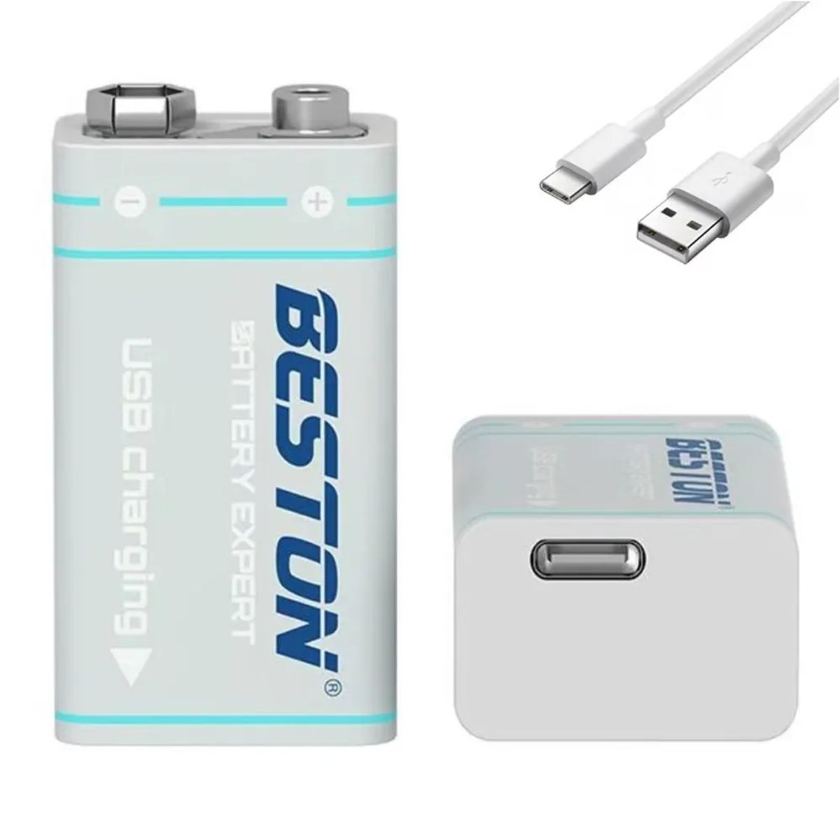 BESTON - Bateria de Litio Pila 9V Recargable USB Tipo C BESTON