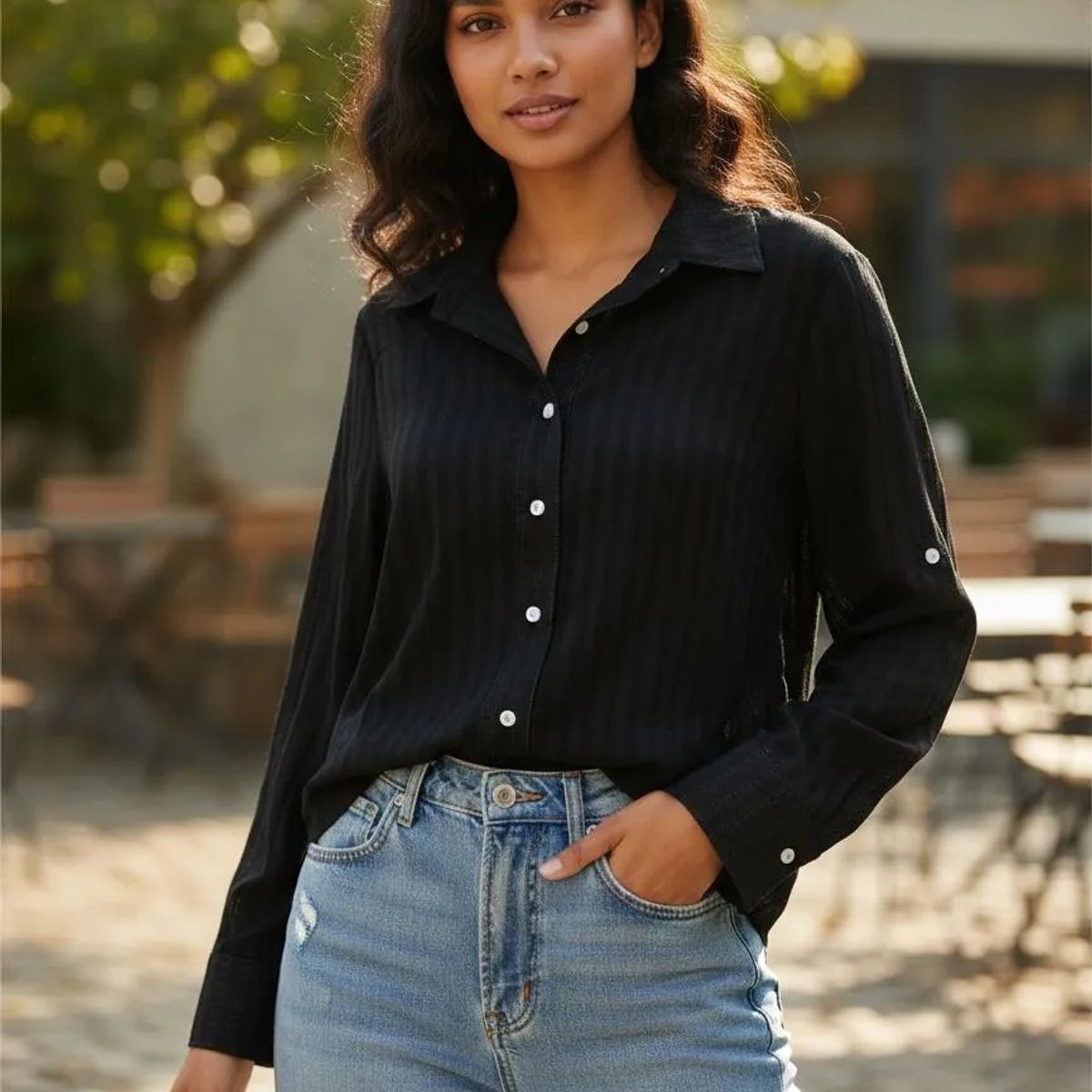 GENERICO - Blusa manga larga algodón labrado dama