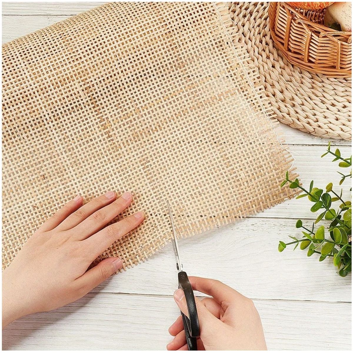 GENERICO - Esterilla - Ratán Rollo Natural Tejido de Rejilla Cuadrada para Muebles 55 cm ancho x 1m