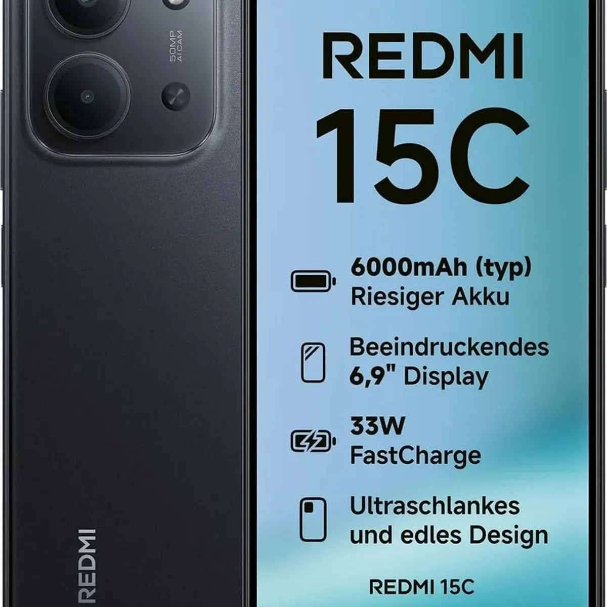 XIAOMI - CELULAR REDMI 15C 4GB RAM 128GB ROM COLOR NEGRO