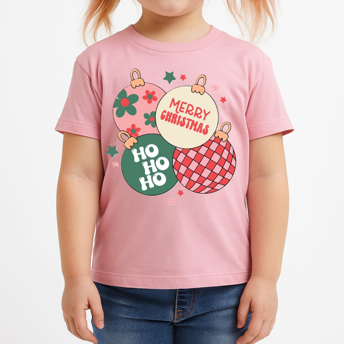 GENERICO - POLO CUELLO REDONDO ALGODÓN NIÑOS UNISEX - ESFERAS NAVIDAD