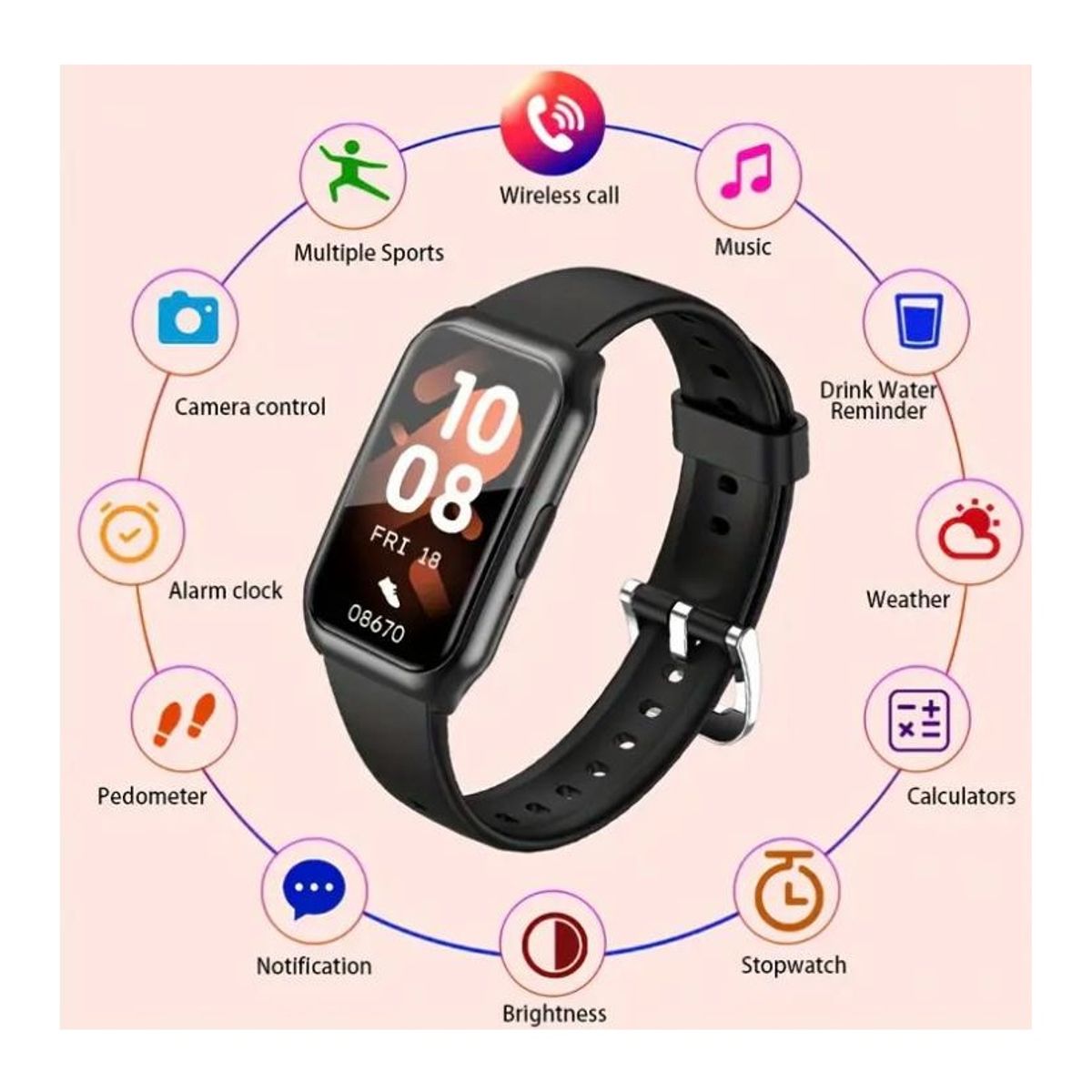 GENERICO - Smartwatch Reloj inteligente - Color negro