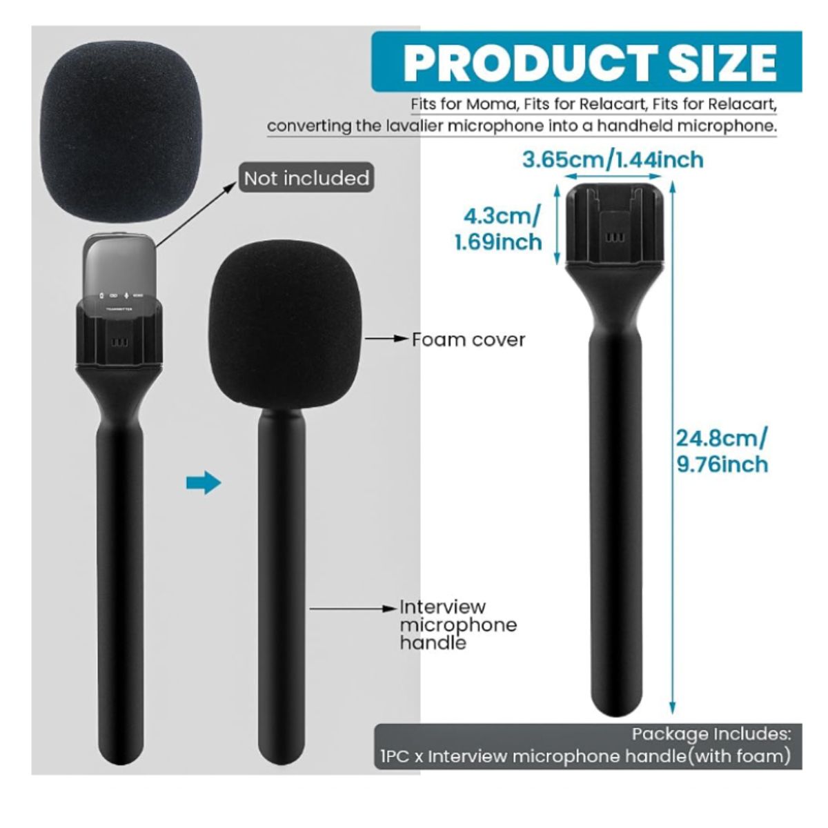 GENERICO - Adaptador Soporte Mano Microfono Inalámbrico Solapero Stream Entrevista