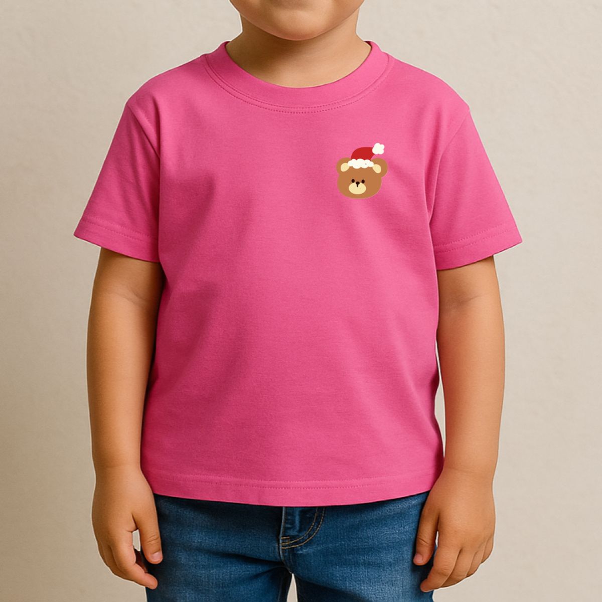 GENERICO - POLO CUELLO REDONDO ALGODÓN NIÑOS UNISEX - OSO NAVIDAD