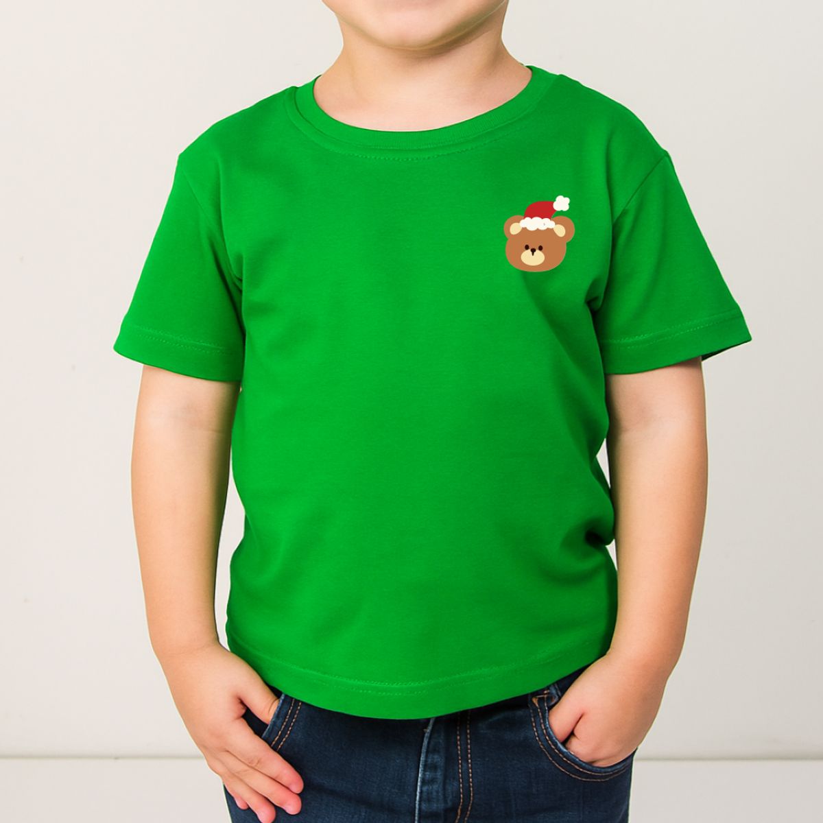 GENERICO - POLO CUELLO REDONDO ALGODÓN NIÑOS UNISEX - OSO NAVIDAD