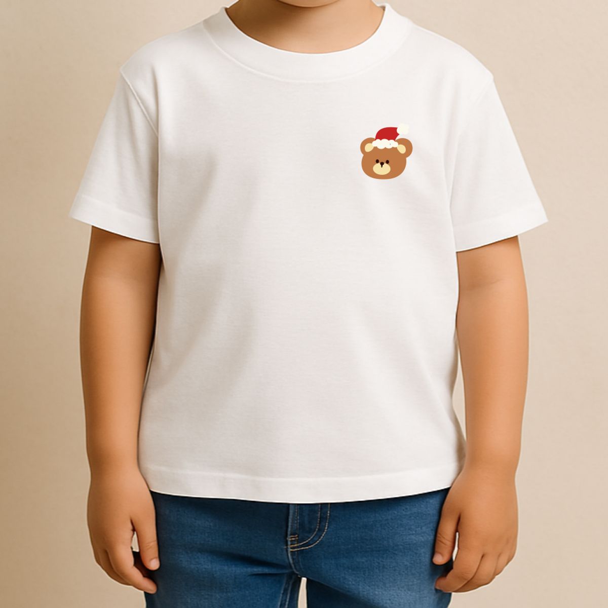 GENERICO - POLO CUELLO REDONDO ALGODÓN NIÑOS UNISEX - OSO NAVIDAD