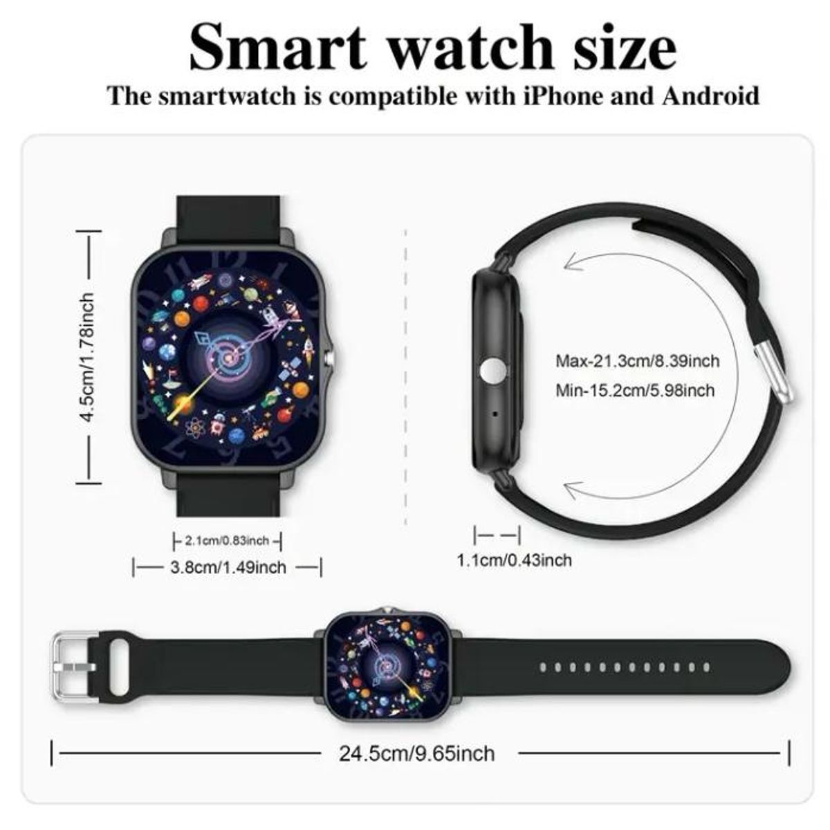 GENERICO - Smartwatch reloj inteligente unisex - Color negro