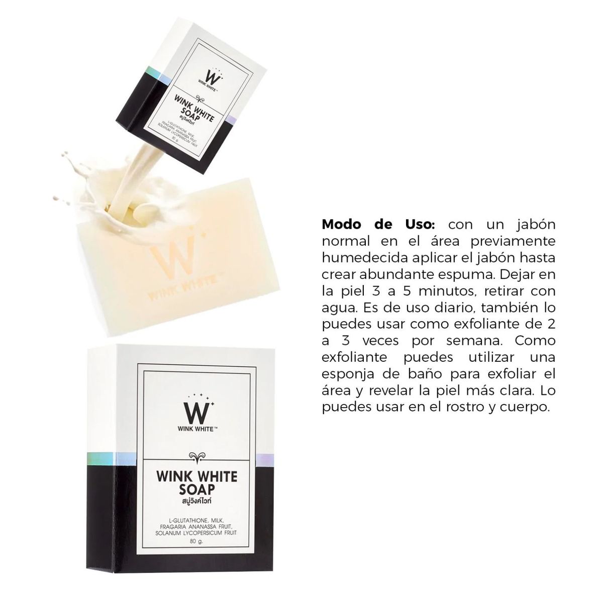 WINK WHITE - Jabon Aclarador de Manchas y Exfoliante Wink White SOAP x 4 uni.