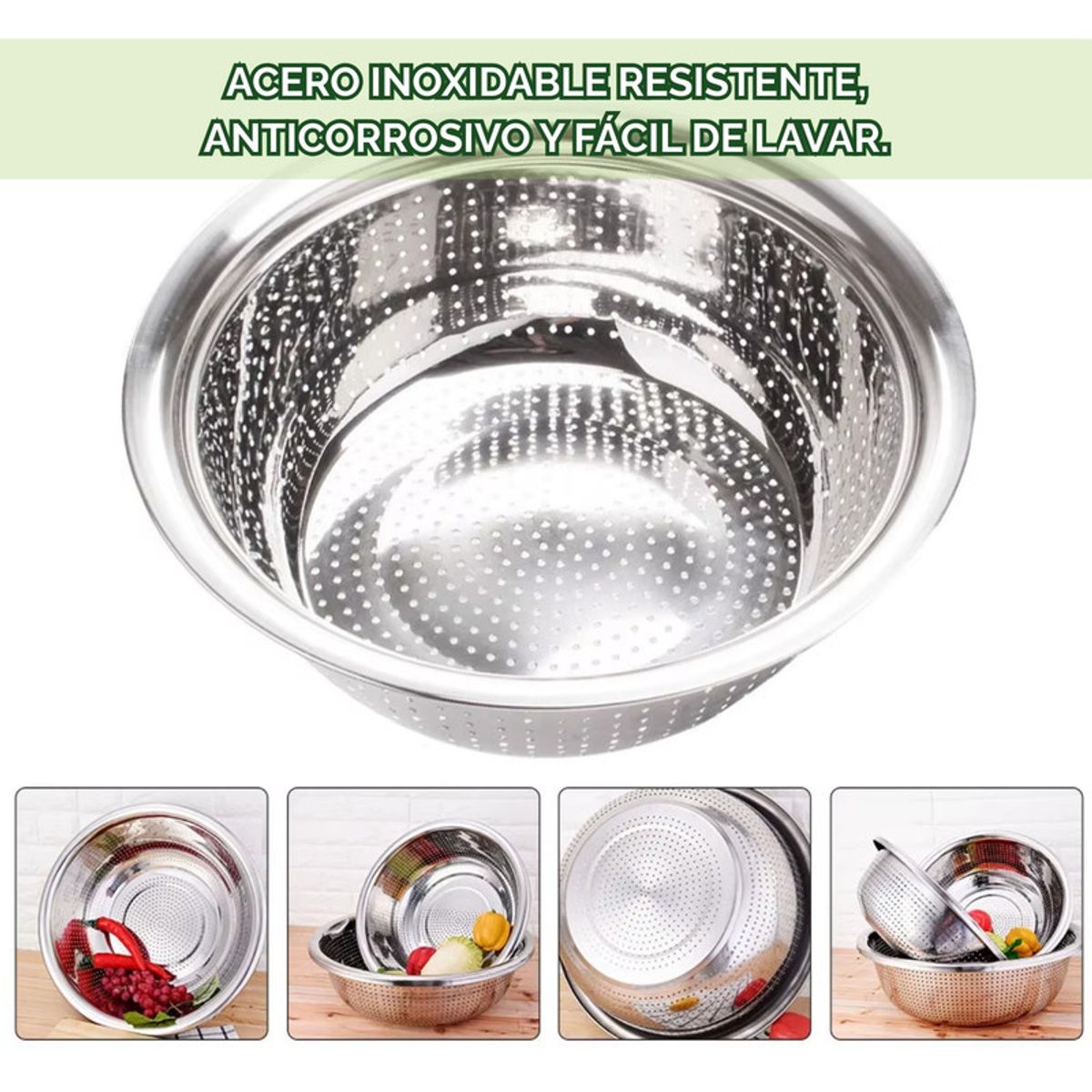 PENTHA - Escurridor Colador de Acero Inoxidable 26 cm Pack x2