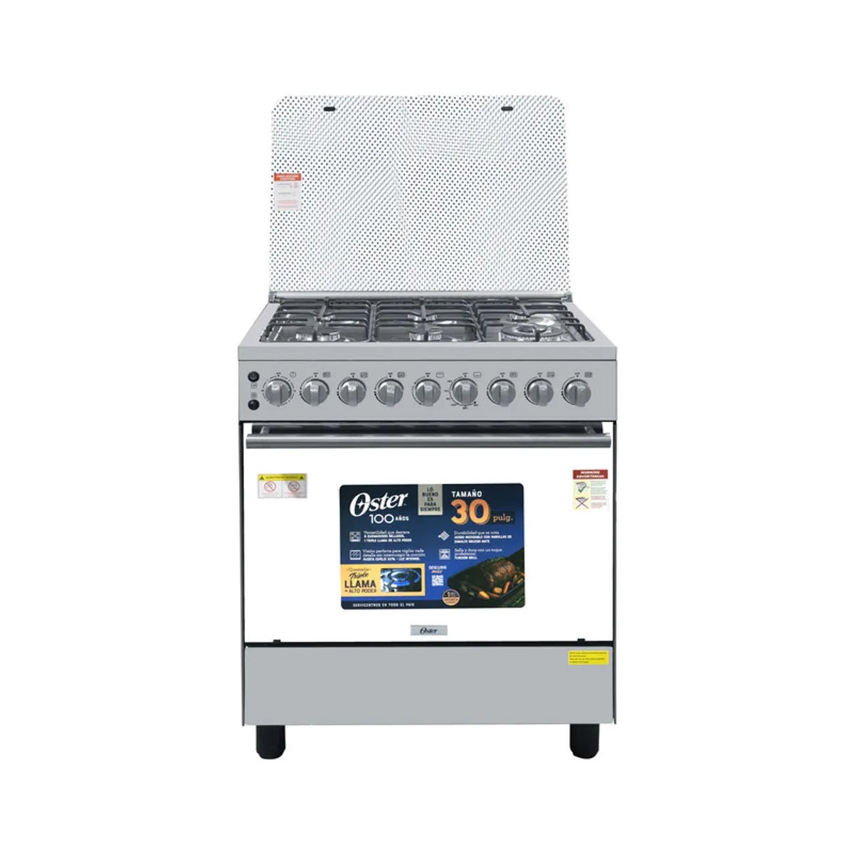 OSTER - COCINA A GAS OS-PGSGC30061GISM GRILL 6 QUEMADORES 1Q TRIPLE LLAMA + 5Q SELLADOS C INOX