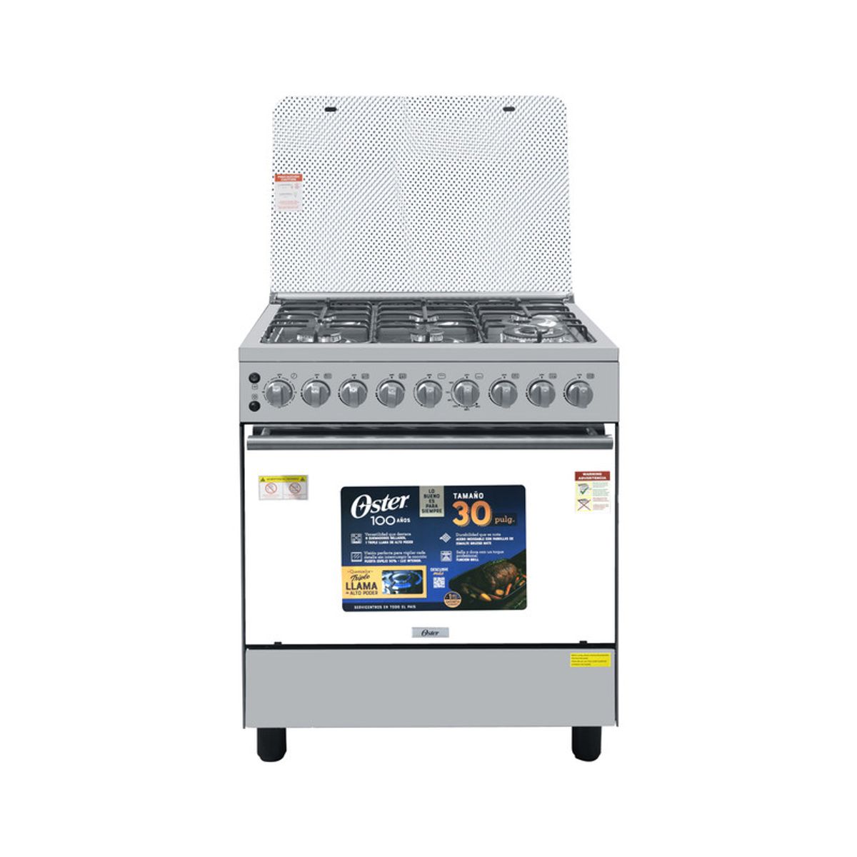 OSTER - COCINA A GAS OS-PGSGC30061GISM GRILL 6 QUEMADORES 1Q TRIPLE LLAMA + 5Q SELLADOS C INOX