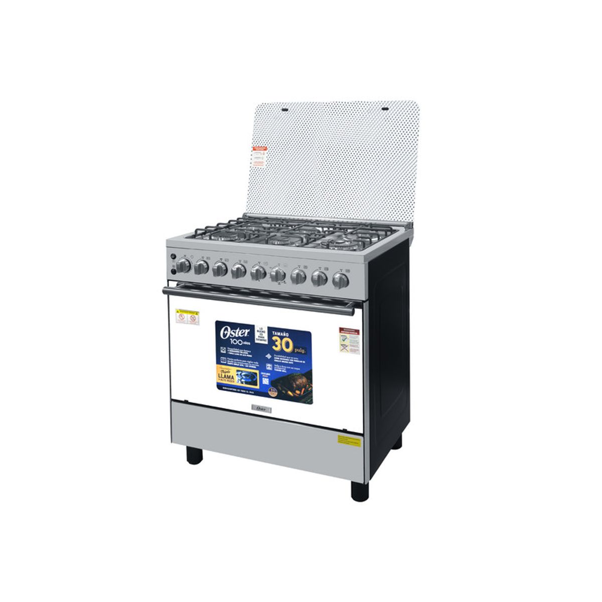 OSTER - COCINA A GAS OS-PGSGC30061GISM GRILL 6 QUEMADORES 1Q TRIPLE LLAMA + 5Q SELLADOS C INOX